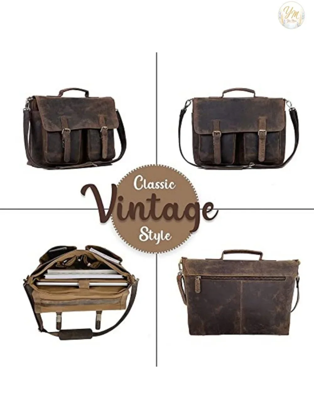 Leather Laptop Messenger Bag Briefcase Satchel 16